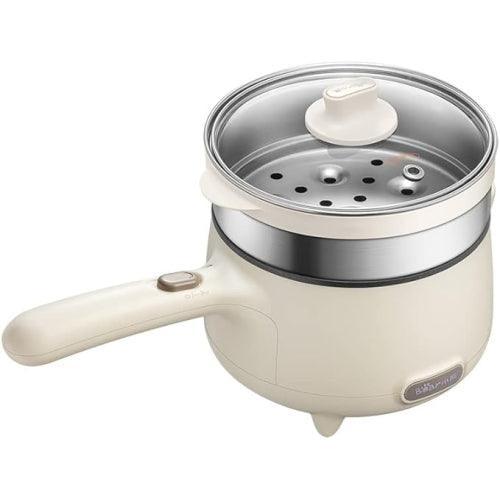 Bear Electric Cooking Pot with Steamer DRG-C12S1, 1.2L Stainless Steel Ramen Cooker, 2 in 1 Shabu Shabu Hot Pot, Multifunctional Cooker with Overheating Protection for Stew, Noodles-Beige - YOURISHOP.COM