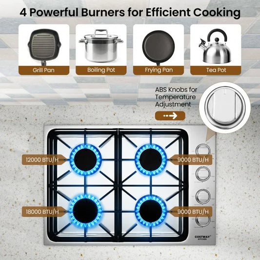 Costway Gas Cooktop CGC430, with 4/6 Powerful Burners and ABS Knobs,30/36 Inch - YOURISHOP.COM