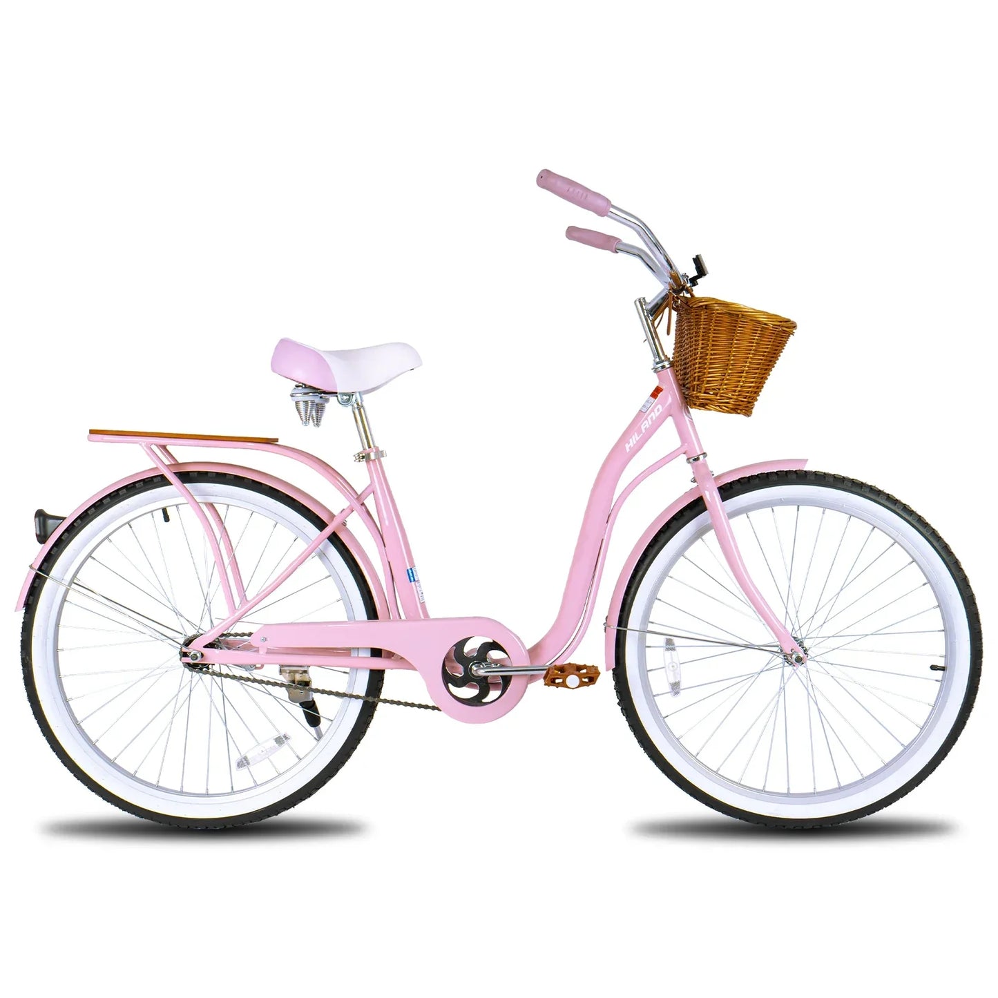 Hiland 26 Inch Beach Bike for Women, Single Speed Commuter Bicycle with Basket and Rear Cargo, Multiple Colors City Bike - YOURISHOP.COM