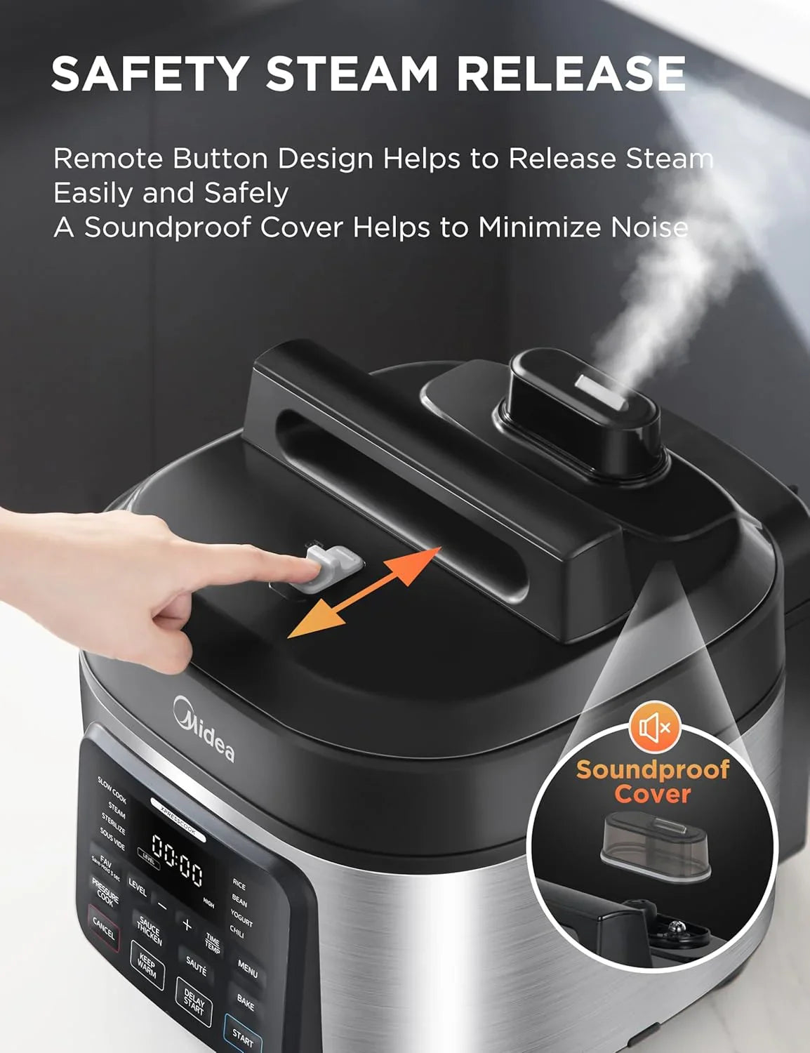 Midea Pressure Cooker MPC6018AASS | 6.5 Quart | 12 Presets | Yourishop.com - YOURISHOP.COM