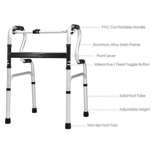 One-Button Folding Aluminum Walking Frame Walker 75903461 - YOURISHOP.COM