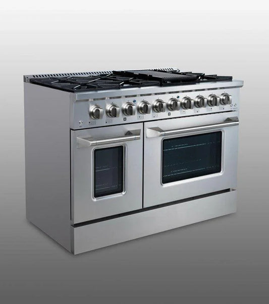 Ontario 48'' Stainless Steel Professional Freestanding Full Gas Range VRG-ONTARIO-48SS - YOURISHOP.COM