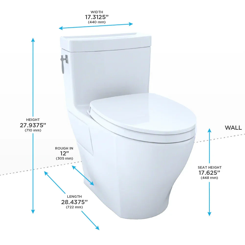 Toto MS626124CEFG#01 Aimes Toilet with SoftClose Seat | Elongated | 1.28 GPF - YOURISHOP.COM