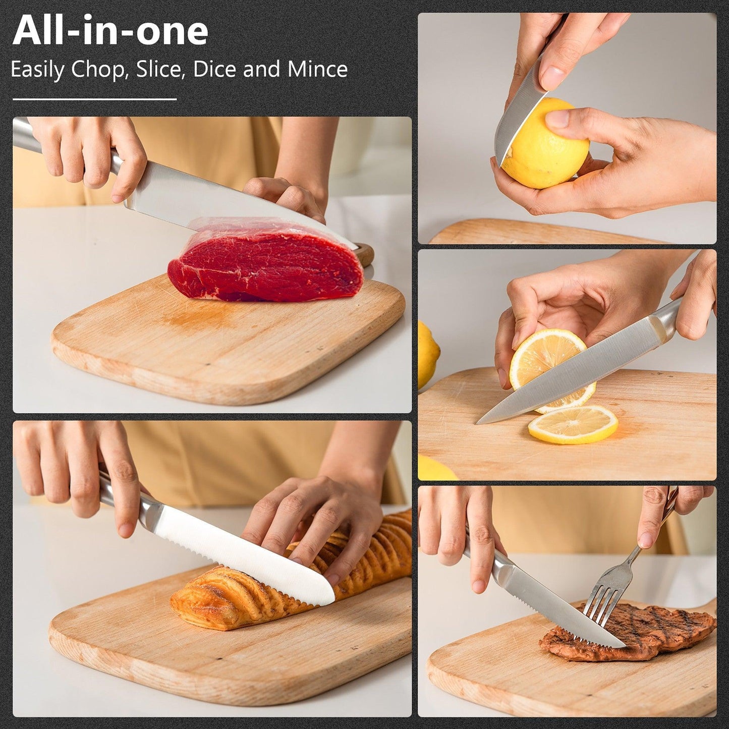 Costway 16-Piece Stainless Stee Kitchen Knife Set with Sharpener 49617582 - YOURISHOP.COM