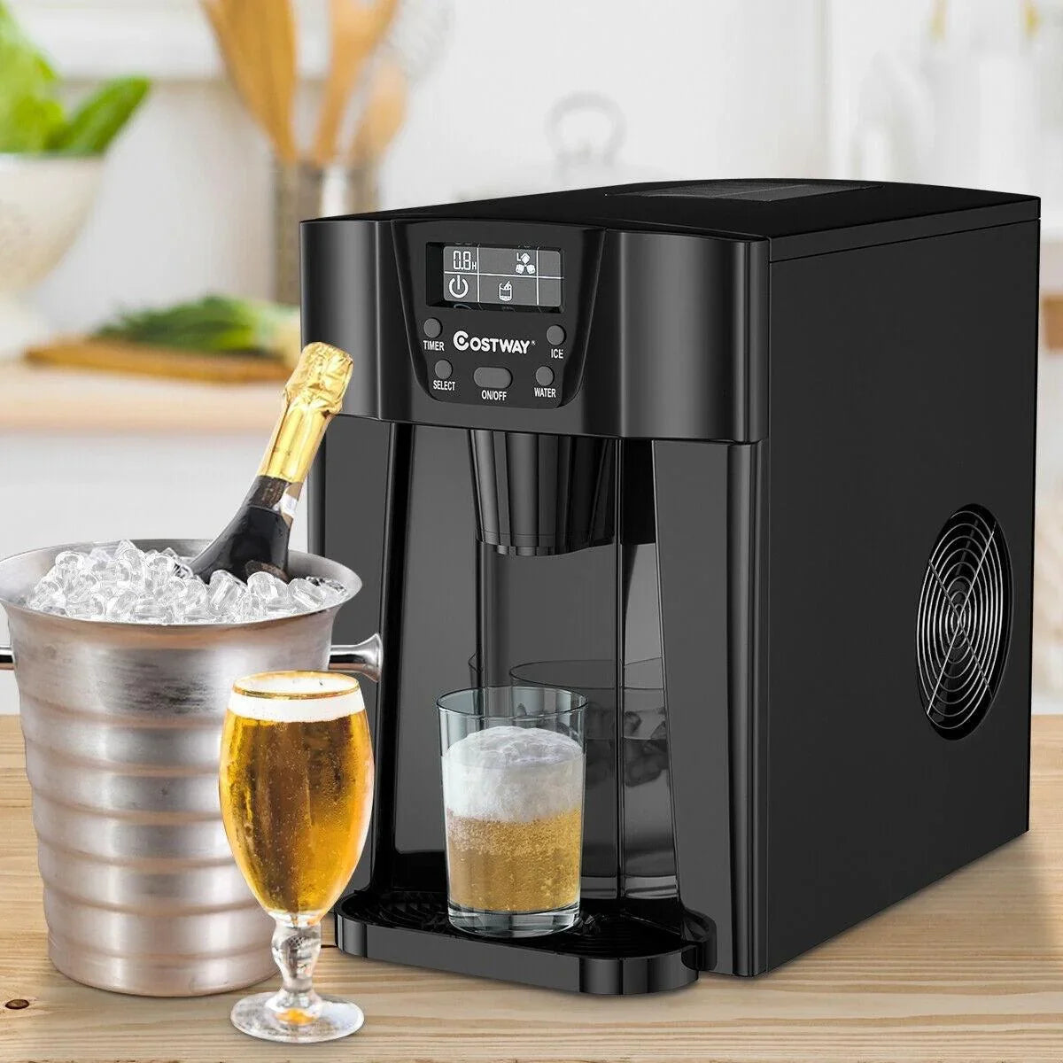Costway EP24509: 2-In-1 Ice Maker Water Dispenser, 36lbs/24H LCD Display - YOURISHOP.COM