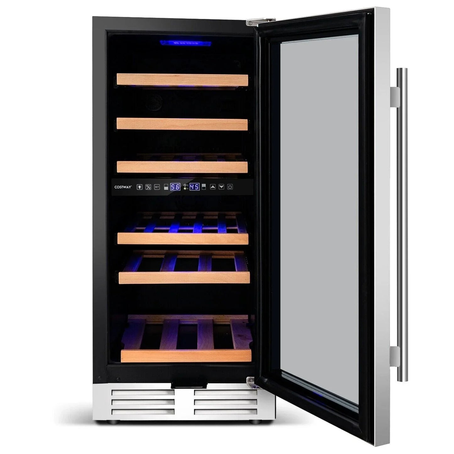 Costway Wine Cooler FP10125US-SL, 30-Bottle Freestanding with Temp Memory and Dual Zones - YOURISHOP.COM