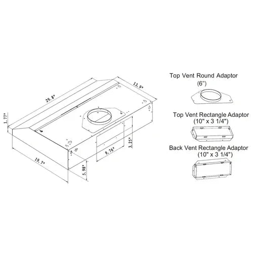 Crown Range Hood PRO-BF04| 30"| 800 CFM| Stainless Steel| Under Cabinet - YOURISHOP.COM