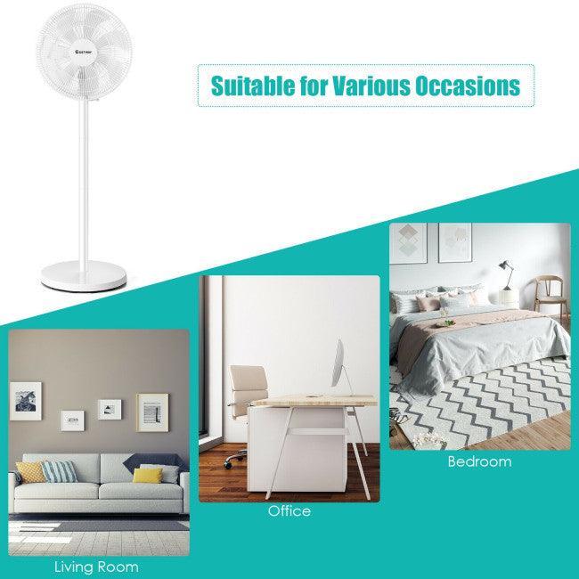 Fan 87190654: 16 Inch Oscillating Pedestal 3-Speed Adjustable Height Fan with Remote Control - YOURISHOP.COM