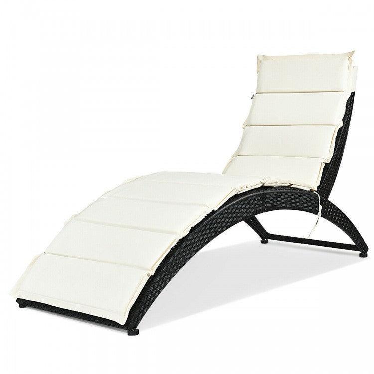 Folding Patio Rattan HW6,Portable Lounge Chair Chaise with Cushion - YOURISHOP.COM