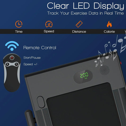 SuperFit Folding Treadmill SP37513 with Remote Control and LED Display,2-in-1 - YOURISHOP.COM