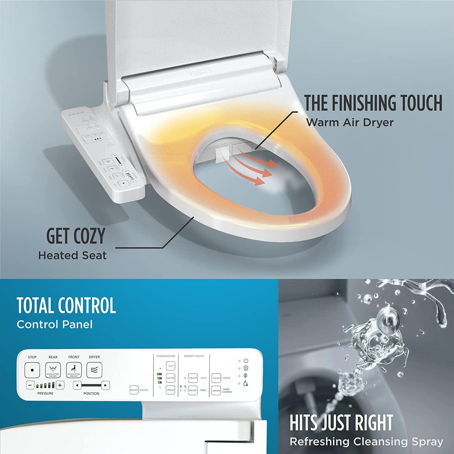 TOTO WASHLET KC2,Electronic Bidet Toilet Seat with Heated Seat and SoftClose Lid, Cotton White - YOURISHOP.COM