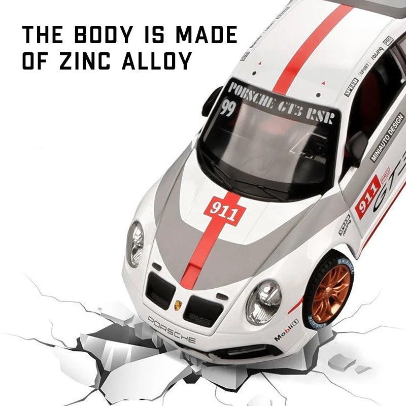 1:24 Porsche 911 GT3 RSR Alloy Diecast Toy Vehicles Metal Car Model Sound Light Pull Back Kids Toys Collection - YOURISHOP.COM