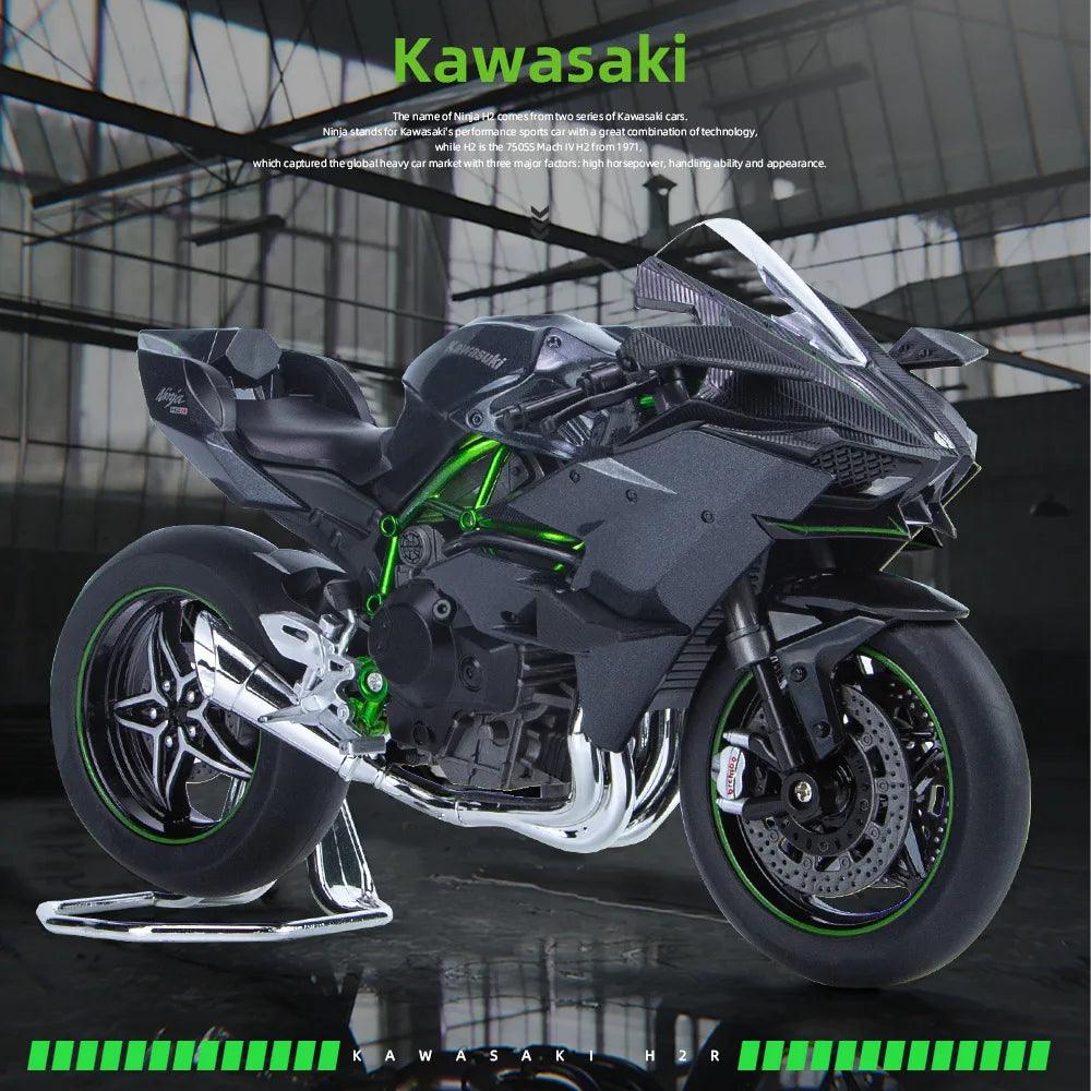1:9 Kawasaki H2R Ninja Alloy Die Cast Motorcycle Model Toy Vehicle Collection Sound and Light Off Road Autocycle Toys Car - YOURISHOP.COM