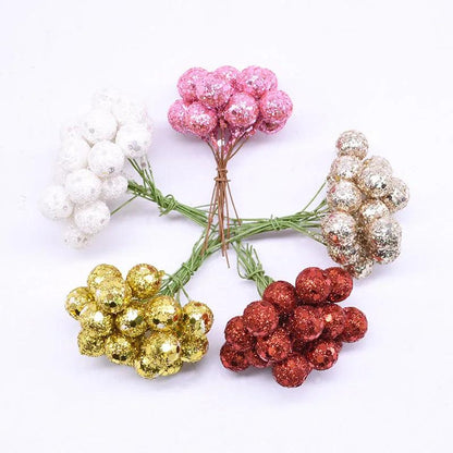 100Pcs 12mm Mini Artificial Flower Fruit Stamens Cherry Christmas Pearl Berries for Wedding DIY Gift Box Decorated Wreaths - YOURISHOP.COM