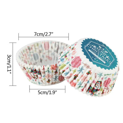 100Pcs Christmas Cupcake Paper Cups Muffin Cupcake Liners Merry Christmas Cake Mold Baking Cup Home Christmas Cake Decorations - YOURISHOP.COM
