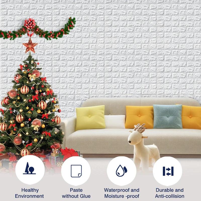10pcs 3D Wall Sticker Imitation Brick Bedroom Christmas Home Decoration Waterproof Self Adhesive Wallpaper For Living Room - YOURISHOP.COM