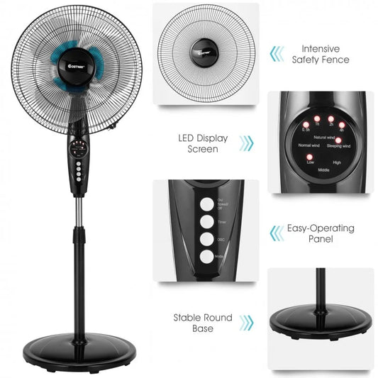 Costway 18-Inch Oscillating Stand Fan, Adjustable Speed, Whisper-Quiet Operation