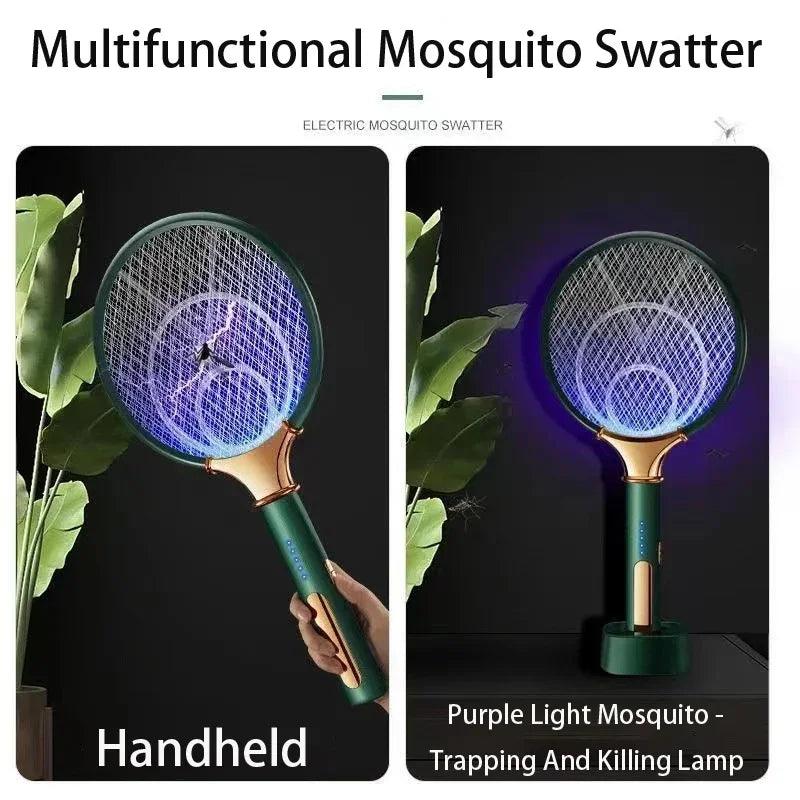 2 In 1 Electric Mosquito Racket USB Rechargeable Fly Zapper Swatter Lamp Electric Shock Bug Zapper Trap Flies Summer Fly Swatter - YOURISHOP.COM