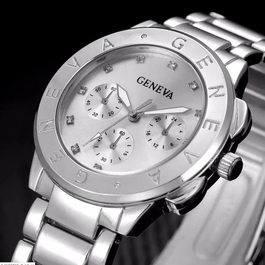 2020 New Relogio Feminino Famous Brand Gold Crystal Geneva Casual Quartz Watch Women Stainless Steel Dress Watches Men Clock Hot - YOURISHOP.COM