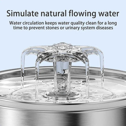 2L Stainless Steel Cat Drinker Dog Drinking Bowl Auto Pet Drinker Bowl Cat Water Fountain 5V USB Powered - YOURISHOP.COM