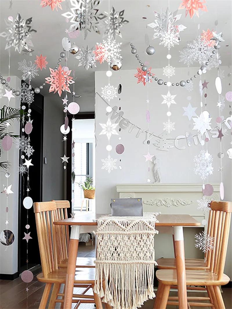 3D Artificial Snowflakes Paper Garland Festival Frozen Party Supplies Christmas Decorations for Home Wedding Birthday Party Snow - YOURISHOP.COM