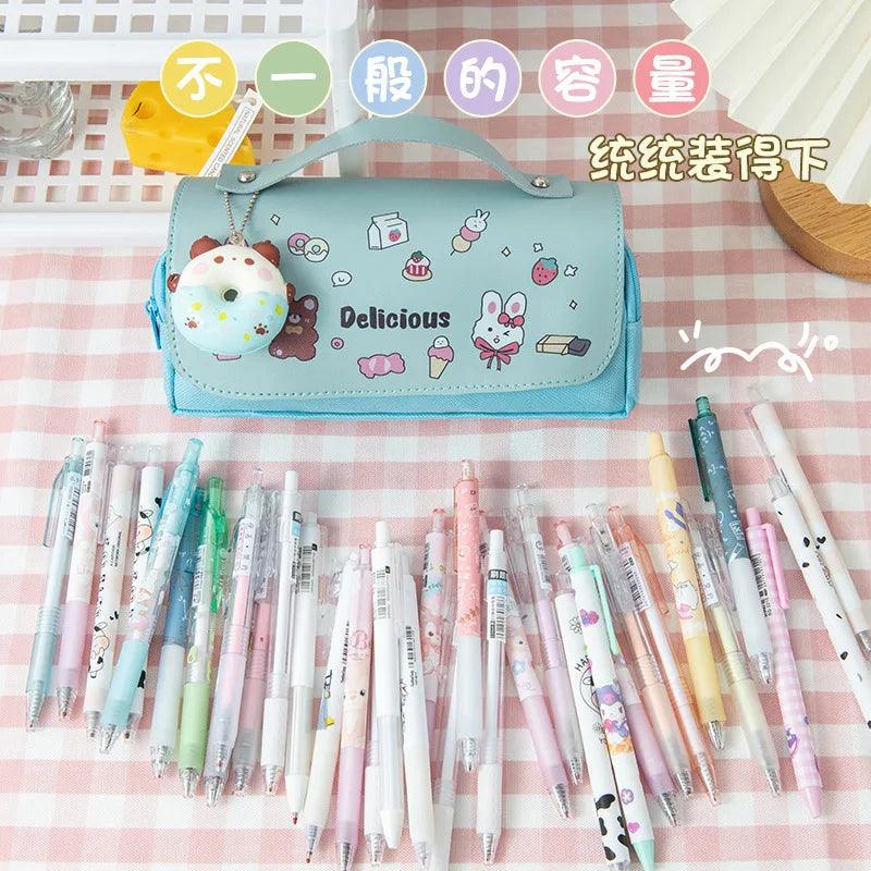 3D Kawaii Pencil Case Sakura 3 Layers Pen Pouch Cute Astronaut Waterproof Leather Aesthetic Organizer School Supplies Stationery - YOURISHOP.COM