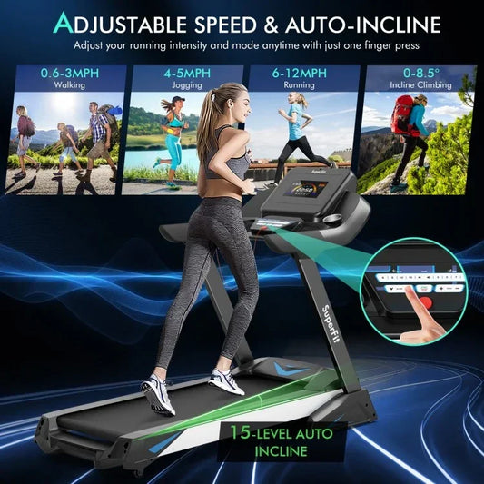 4.75 HP Treadmill with APP and Auto Incline for Home and Apartment - YOURISHOP.COM