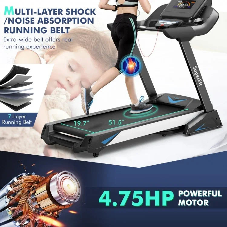 4.75 HP Treadmill with APP and Auto Incline for Home and Apartment - YOURISHOP.COM