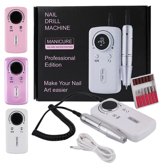 45000RPM Professional Rechargeable Electric Nail Drill Machine Portable Cordless Nail File For Acrylic Gel Nails Remove - YOURISHOP.COM