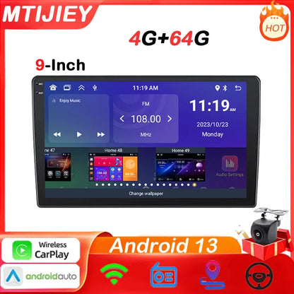 4G 64G Android13 2 Din Car Radio Carplay Android Auto 9“ Universal Multimedia Player DSP RDS AHD GPS WIFI Auto Radio - YOURISHOP.COM