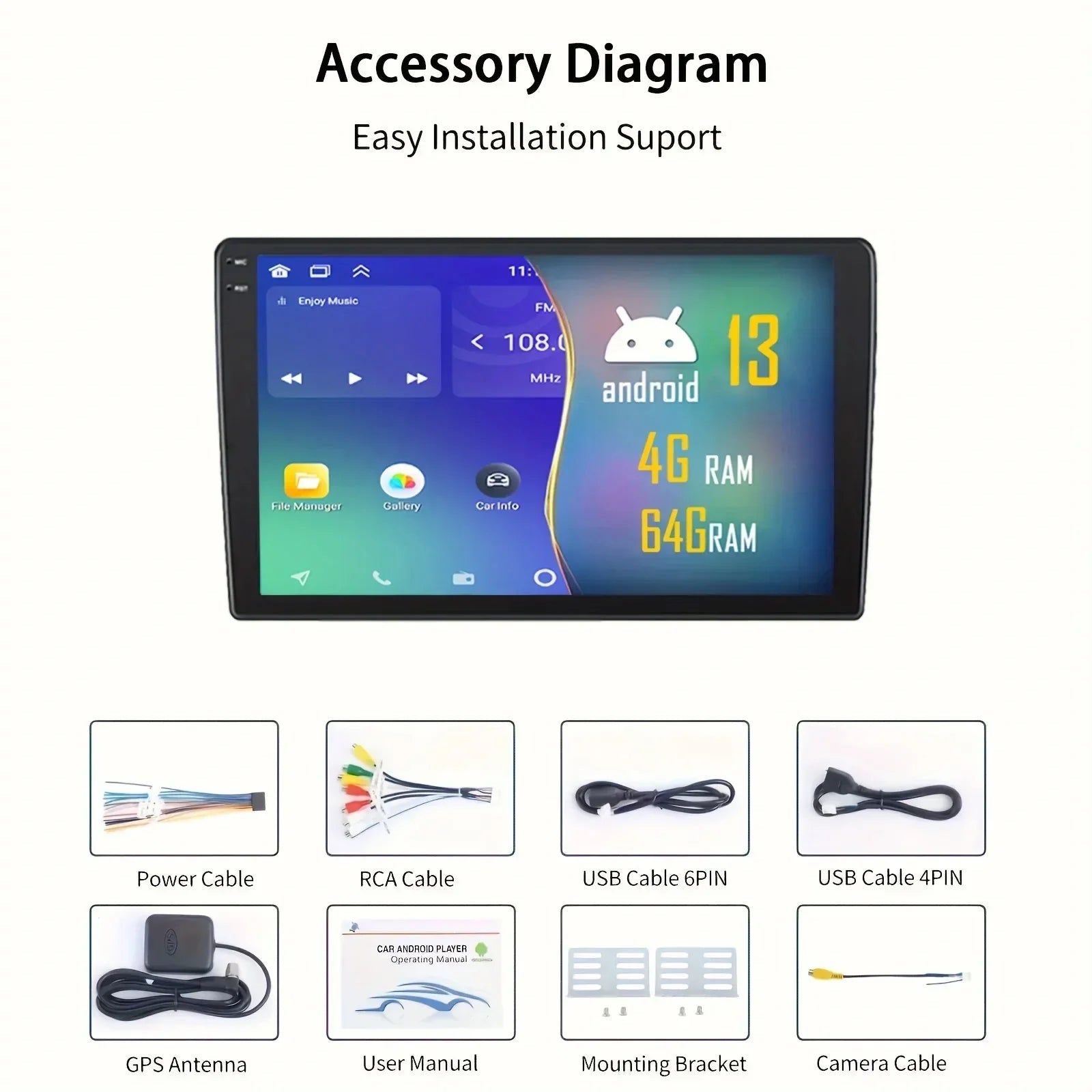 4G 64G Android13 2 Din Car Radio Carplay Android Auto 9“ Universal Multimedia Player DSP RDS AHD GPS WIFI Auto Radio - YOURISHOP.COM