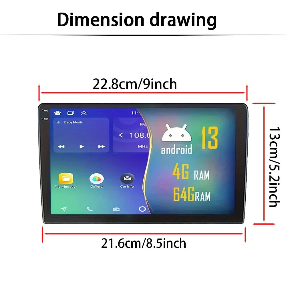 4G 64G Android13 2 Din Car Radio Carplay Android Auto 9“ Universal Multimedia Player DSP RDS AHD GPS WIFI Auto Radio - YOURISHOP.COM