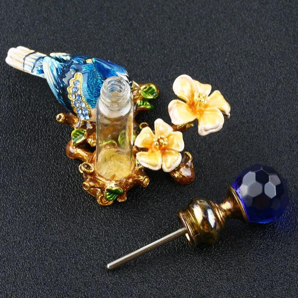 4ml Vintage Metal Bird Glass Empty Perfume Bottle Container Decor Ladies Gift - YOURISHOP.COM