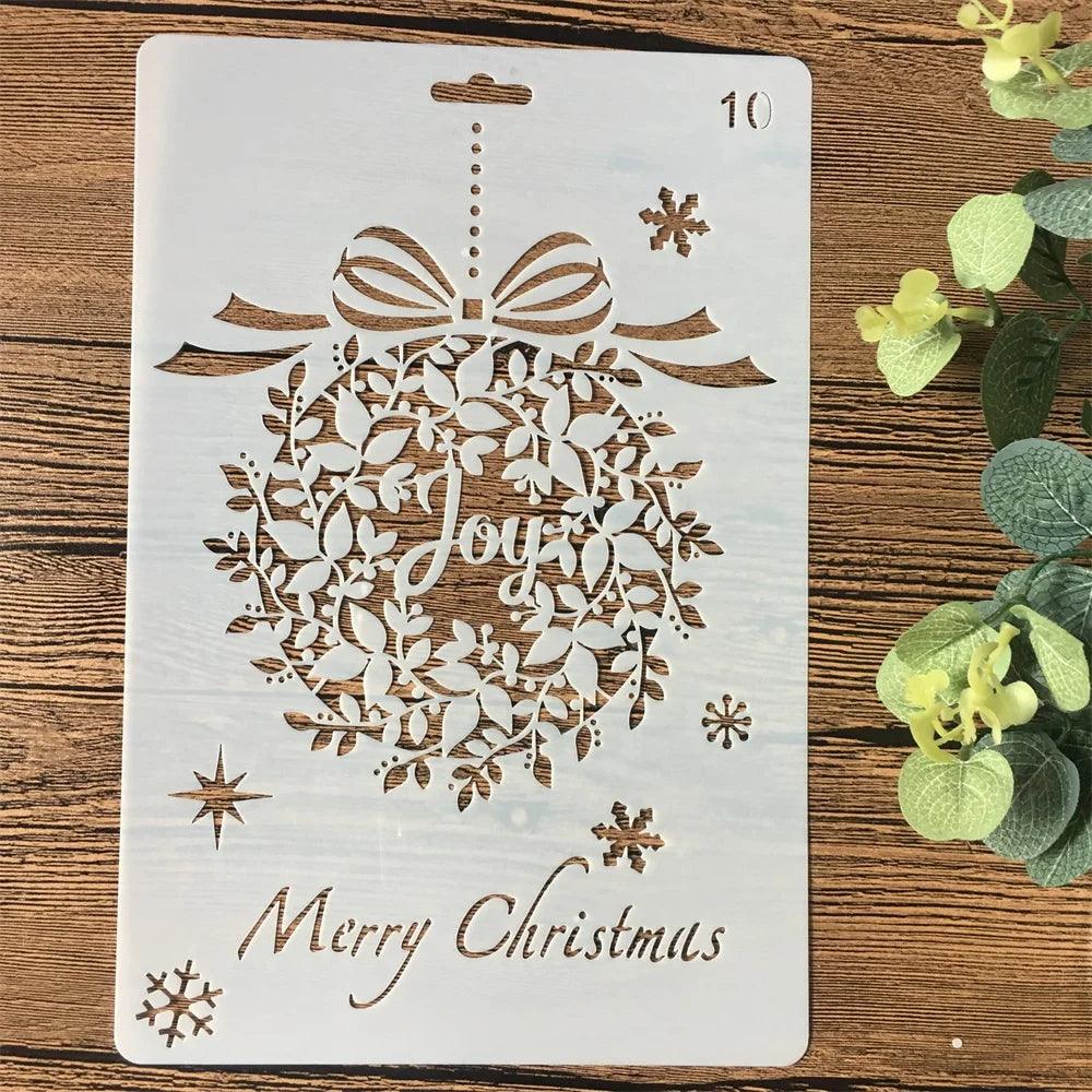 4Pcs/Set 26cm Christmas Tree Jingle Bell Snow DIY Layering Stencils Painting Scrapbooking Stamping Embossing Decorative Template - YOURISHOP.COM