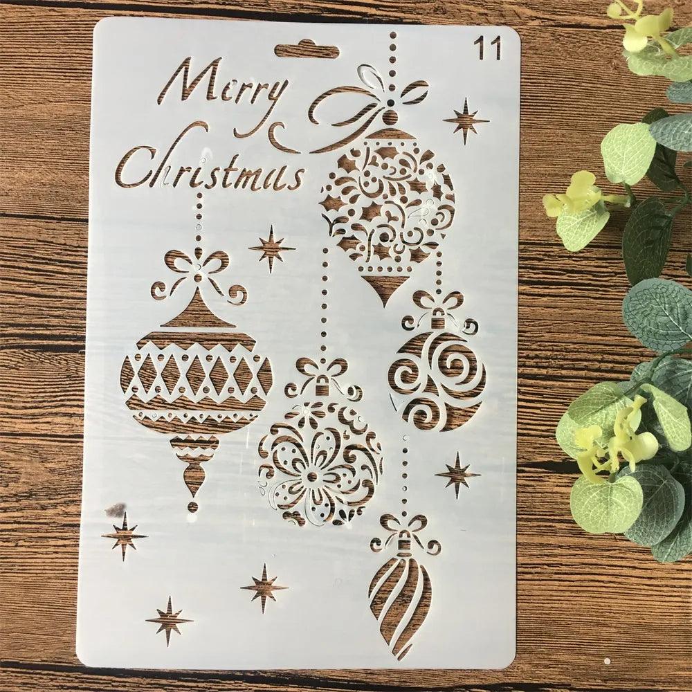 4Pcs/Set 26cm Christmas Tree Jingle Bell Snow DIY Layering Stencils Painting Scrapbooking Stamping Embossing Decorative Template - YOURISHOP.COM