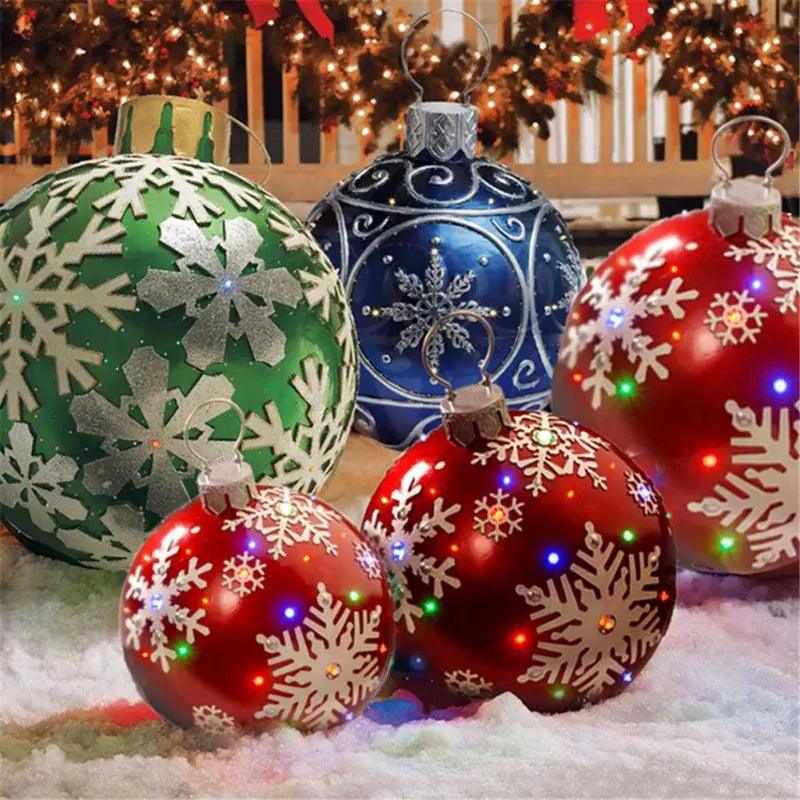 5/3/1pcs Christmas Decoration Outdoor Inflatable Decorated PVC 60cm Big Large Ball Xmas Tree Decor Ball Without Light Ornament - YOURISHOP.COM