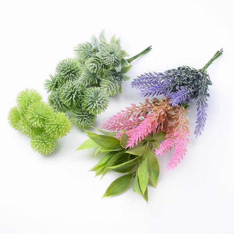6pcs Plastic Floristics Artificial Plants Wedding Decorative Flowers Needlework Brooch Vases for Home Decor Christmas Garland - YOURISHOP.COM