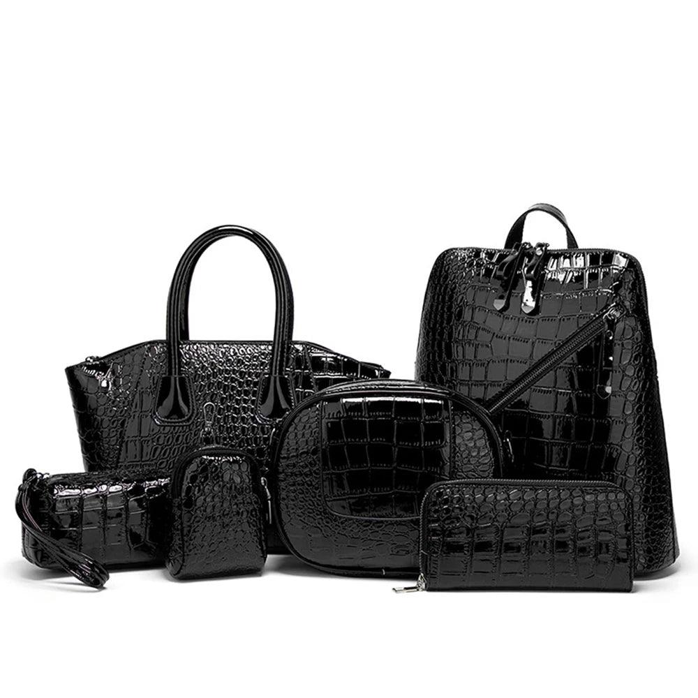 6pcs Women Handbag Set Crocodile Leather Luxury Crossbody Shoulder Bags For Women 2020 Purse Handbags Clutch Composite Bag Bolso - YOURISHOP.COM