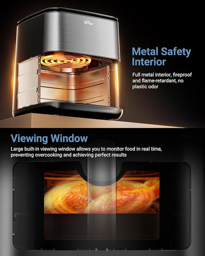 Friteuse sans huile intelligente Bear 6 L | Capacité familiale de 6,3 Qt | Circulation d'air rapide 3D à 360° | Préréglages à écran tactile | 120 V