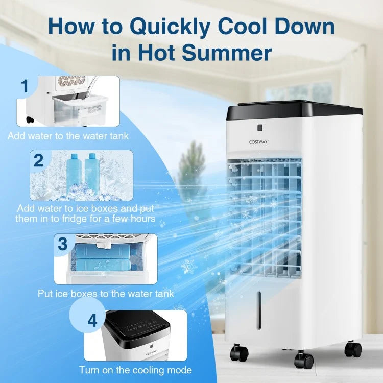 Costway 3-in-1 Evaporative Air Cooler | 4 Modes &amp; 3 Speeds | Remote Control | Compact Portable Fan