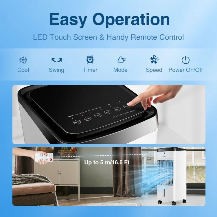Costway 3-in-1 Evaporative Air Cooler | 4 Modes &amp; 3 Speeds | Remote Control | Compact Portable Fan