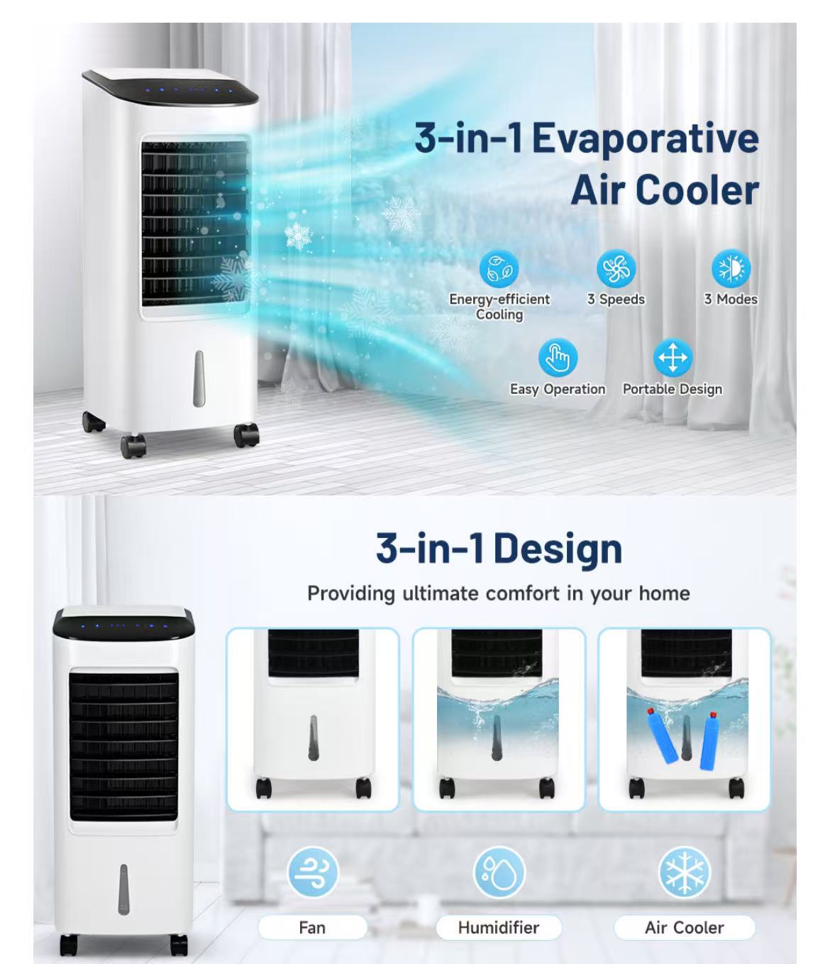 Portable Air Cooler with Humidifier 7L