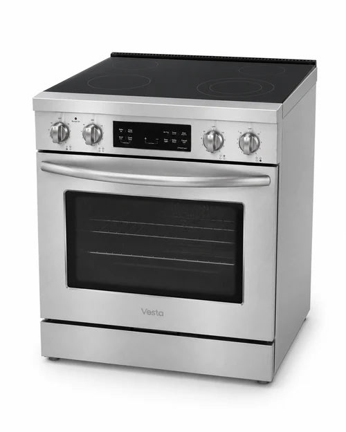Vesta Nebraska 30" Stainless Steel Freestanding Electric Range | 5.0 cu. ft. Convection Oven | Smoothtop Cooktop