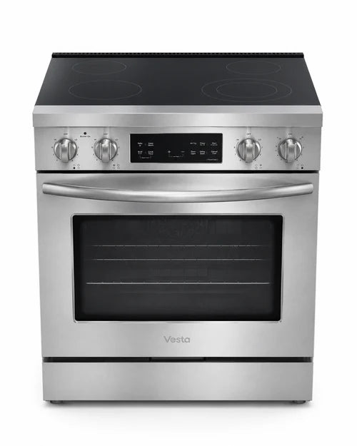Vesta Nebraska 30" Stainless Steel Freestanding Electric Range | 5.0 cu. ft. Convection Oven | Smoothtop Cooktop