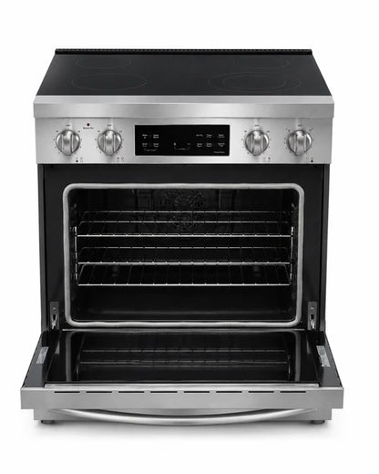 Vesta Nebraska 30" Stainless Steel Freestanding Electric Range | 5.0 cu. ft. Convection Oven | Smoothtop Cooktop