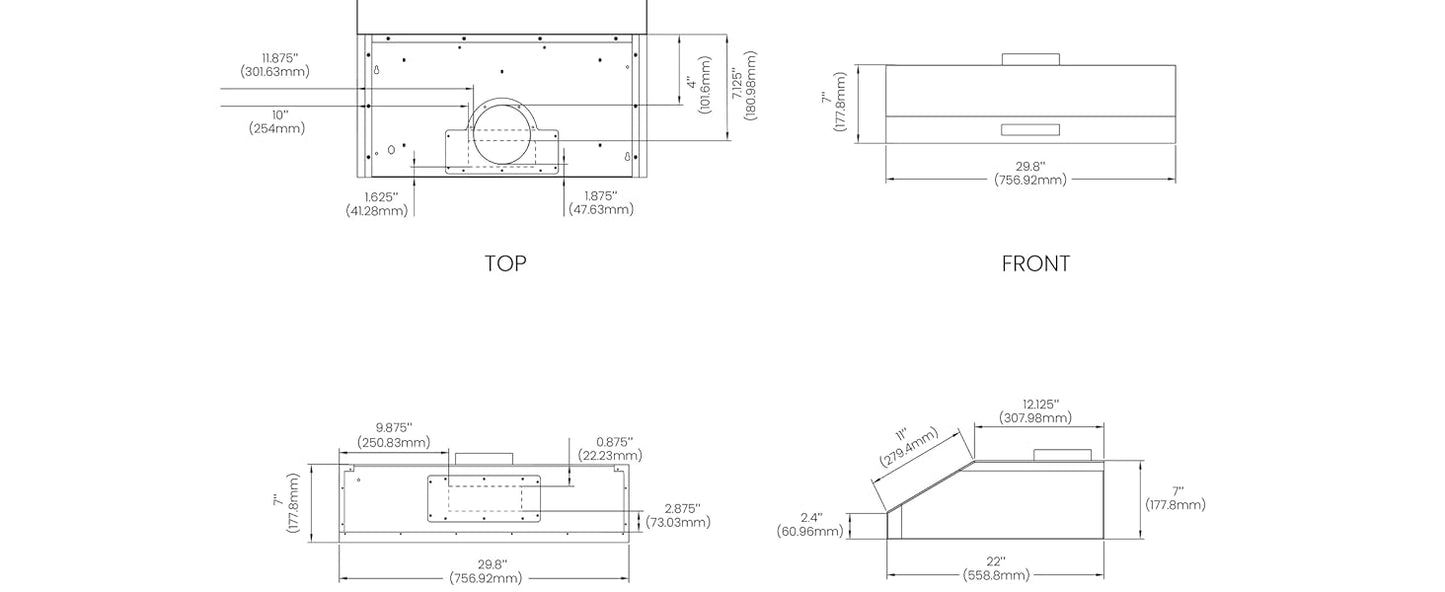 Dimensions of Vesta Albany Range Hood