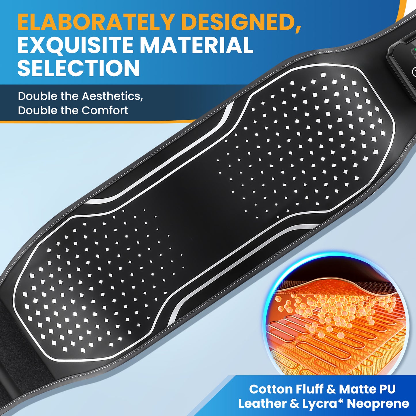 CET HLX1205: Air Bladder Squeeze Waist Massager with Touch Screen Controller Heating Vibration