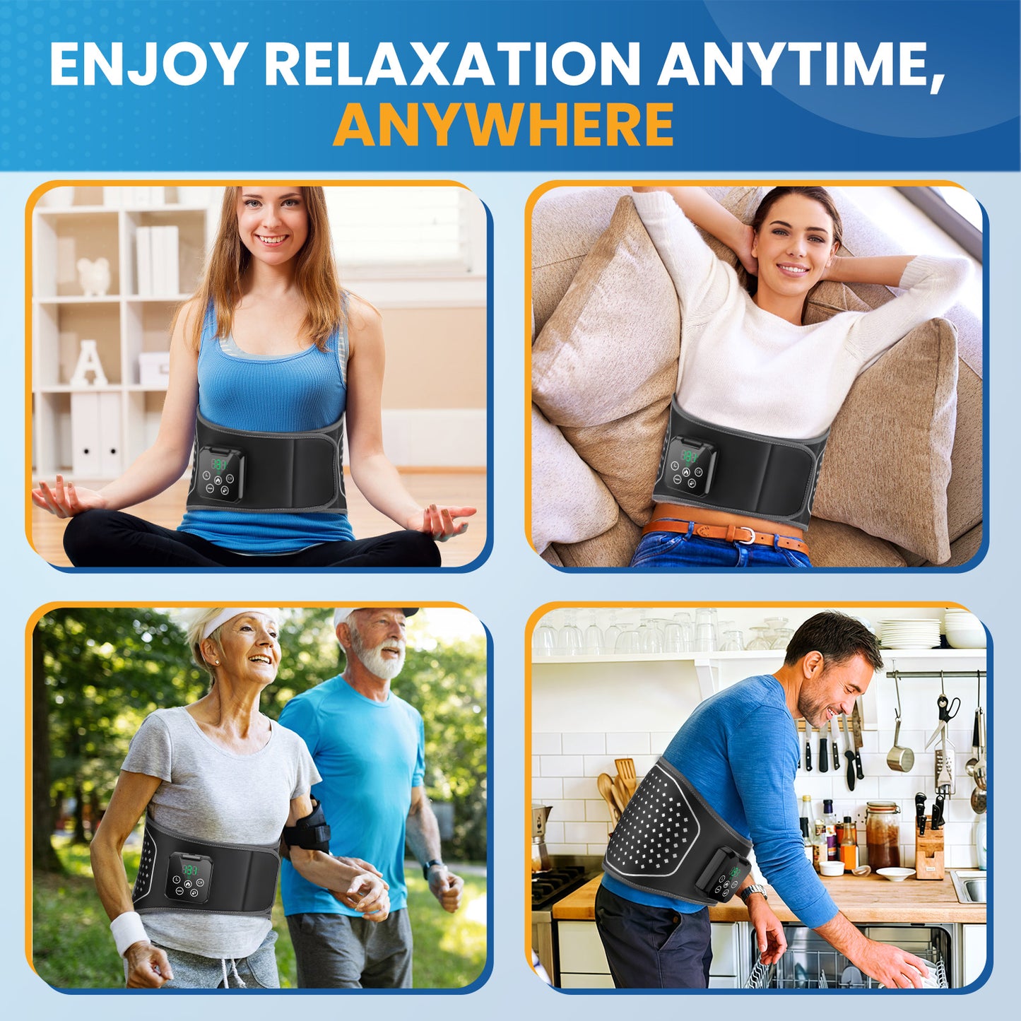 CET HLX1205: Air Bladder Squeeze Waist Massager with Touch Screen Controller Heating Vibration