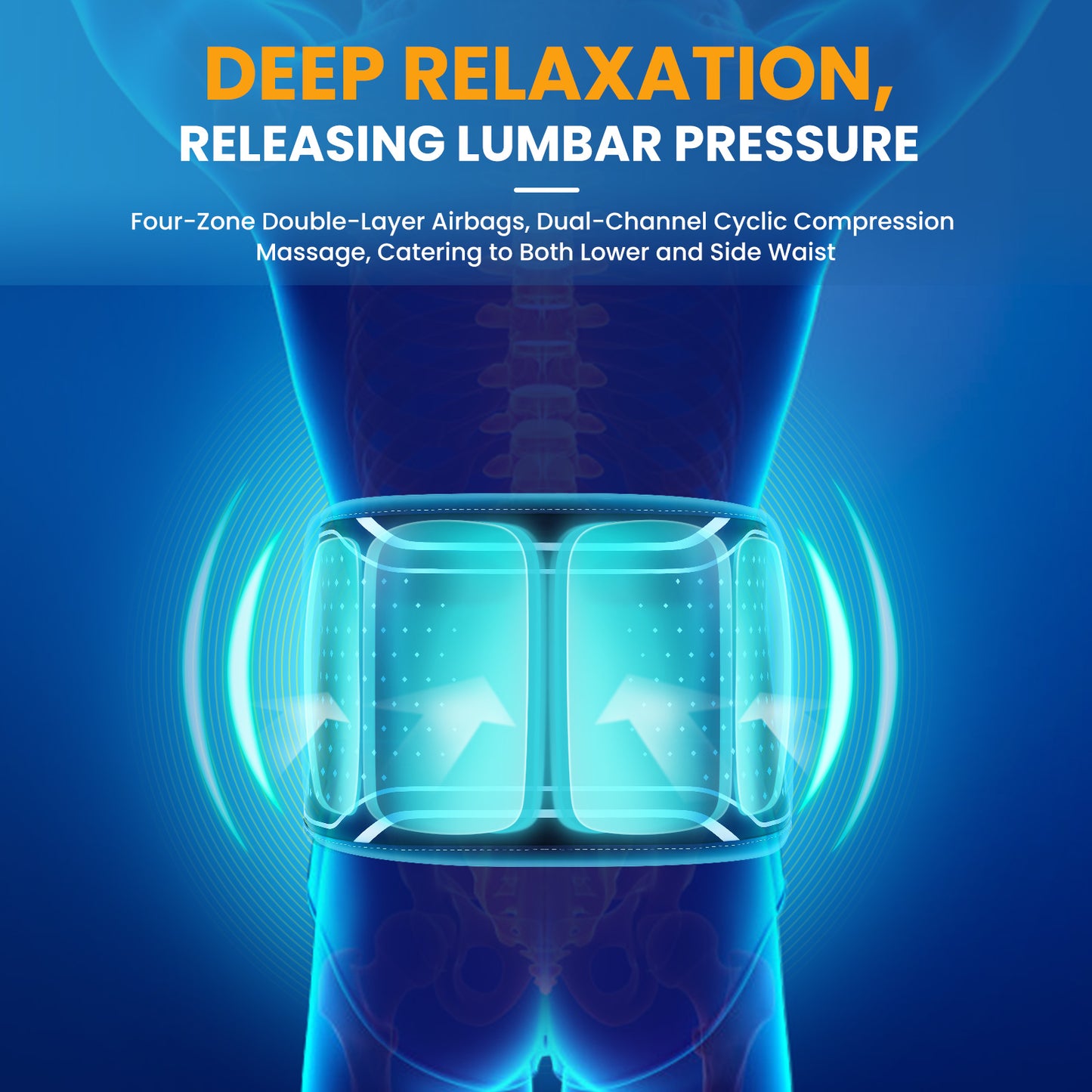 CET HLX1205: Air Bladder Squeeze Waist Massager with Touch Screen Controller Heating Vibration