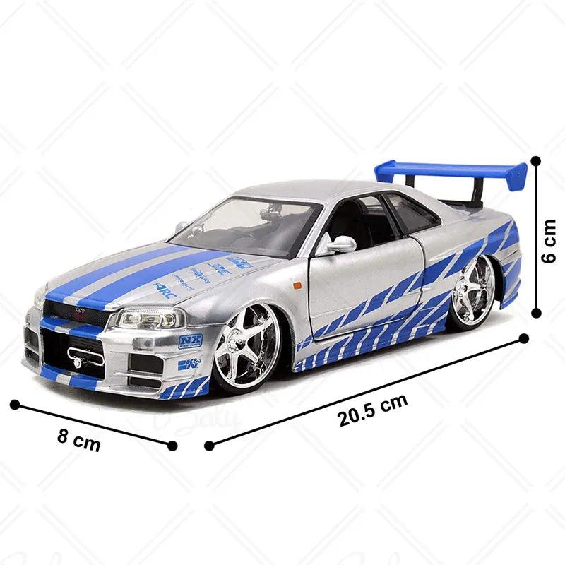 All Jada 1:24 Fast and Furious Nissan Skyline GTR R34 Diecast Metal Alloy Model Car Toys for Children Toy Gift Collection - YOURISHOP.COM